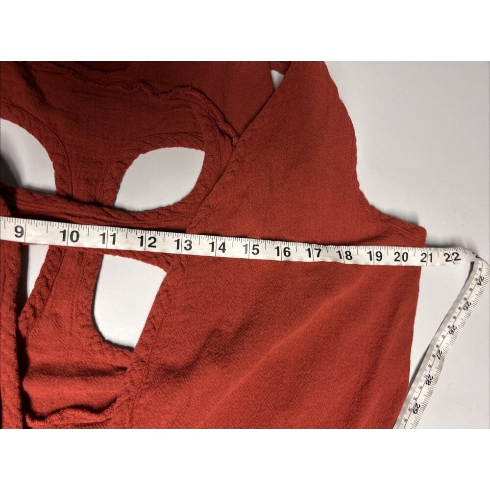 Oh My Gauze 1 Lagenlook Cotton Open Front Top Cage Back Burnt Orange S/M - Picture 6 of 7